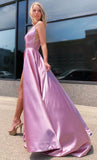 A-line Charming Elegant V-Neck Modest Long Evening Prom Dresses PD232