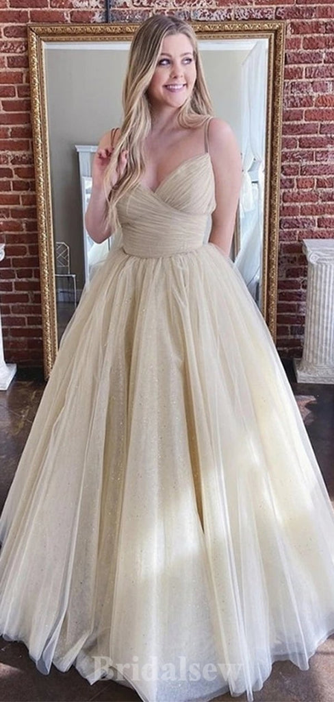 A-line Charming Spaghetti Straps Glitter Modest Elegant Long Party Evening Prom Dresses PD1326