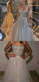A-line Charming Sparkly Sequin Spaghetti Straps Long Modest Prom Dresses PD216