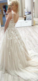 A-line Dream Tulle Sleeveless Garden Beach Vintage Long Wedding Dresses, Bridal Gown WD435