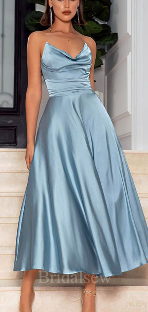 A-line Dusty Blue Strapless Elegant Slit Black Girls Slay Women Long Evening Prom Dresses PD588