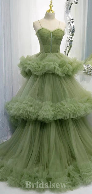 A-line Dusty Sage Elegant Modest Prom Gown, Long Party Evening Prom Dresses PD1322