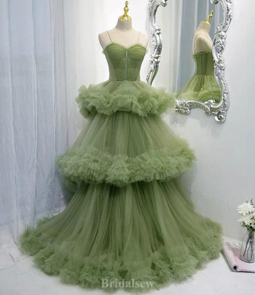 A-line Dusty Sage Elegant Modest Prom Gown, Long Party Evening Prom Dresses PD1322