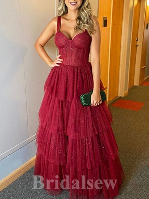 A-line Glitter Straps New Best Modest Elegant Long Women Evening Prom Dresses PD902