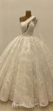 A-line Lace Princess Vintage Dream Beach One Shoulder Gorgeous Long Wedding Dresses, Bridal Gown WD453