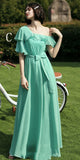 A-line Mint Mismatched Elegant Long Bridesmaid Dresses BD040
