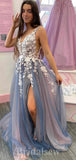 A-line Modest Fairy V-Neck Lace Elegant Best Long Women Evening Prom Dresses PD844