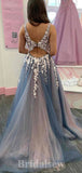 A-line Modest Fairy V-Neck Lace Elegant Best Long Women Evening Prom Dresses PD844