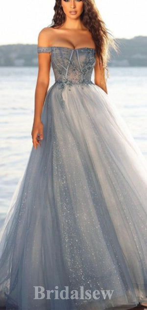 A-line Modest Unique Sparkly Gorgeous Elegant Long Evening Prom Dresses PD1215