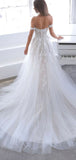 A-line Off the Shoulder Lace Vintage Long Wedding Dresses WD037