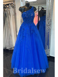 A-line One Shoulder Royal Blue Gorgeous Elegant Party Long Women Evening Prom Dresses PD878