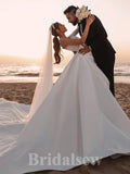 A-line One Shoulder Unique Gorgeous Vintage Dream Beach Elegant Long Wedding Dresses, Bridal Gown WD459