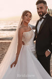 A-line One Shoulder Unique Gorgeous Vintage Dream Beach Elegant Long Wedding Dresses, Bridal Gown WD459