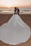 A-line One Shoulder Unique Gorgeous Vintage Dream Beach Elegant Long Wedding Dresses, Bridal Gown WD459
