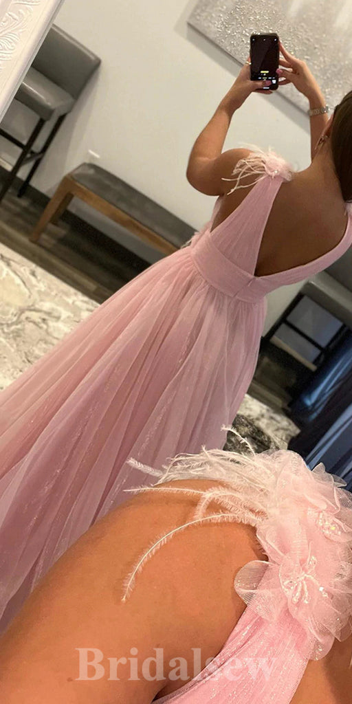A-line Pink V-Neck New Floor-Length Long Women Party Evening Prom Dresses PD991
