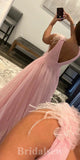 A-line Pink V-Neck New Floor-Length Long Women Party Evening Prom Dresses PD991