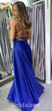 A-line Royal Blue Spaghetti Straps Simple Modest Elegant Long Evening Prom Dresses PD1208