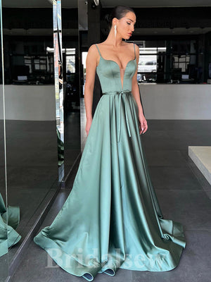A-line Satin Spaghetti Straps Stylish New Long Women Evening Prom Dresses PD872