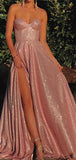 A-line Sequin Sparkly Glitter Long Sweatheart Modest Prom Dresses PD142