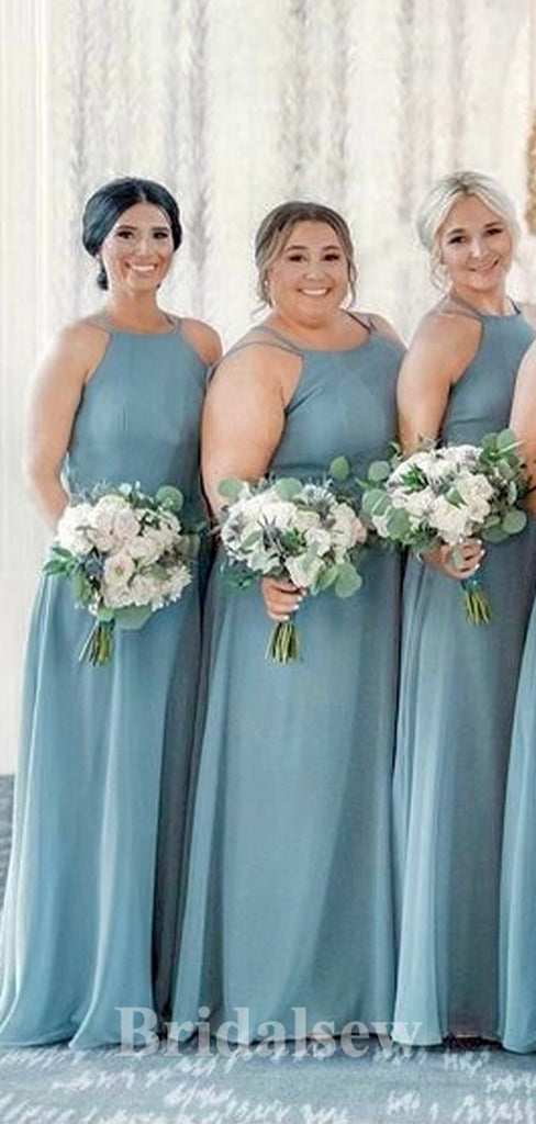 A-line Simple Floor-Length Chiffon Cheap Popular Long Formal Bridesmaid Dresses BD191