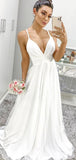 A-line Simple Spaghetti Straps Vintage Dream Beach Elegant Long Wedding Dresses, Bridal Gown WD458