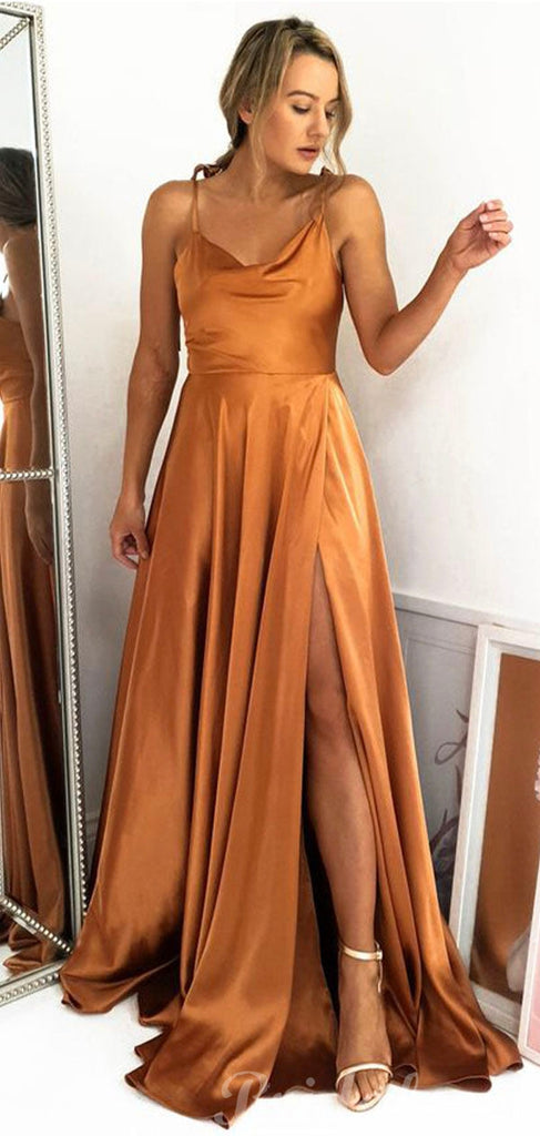 A-line Simple Unique Elegant Evening Popular Modest Long Prom Dresses PD458