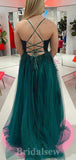 A-line Spaghetti Straps Lace Slit Elegant Party Long Women Evening Prom Dresses PD878