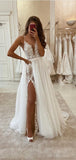 A-line Spaghetti Straps Lace Vintage Modest Wedding Dresses WD024