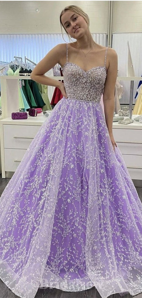 A-line Spaghetti Straps Modest Elegant Formal Best Long Party Evening Prom Dresses PD1323