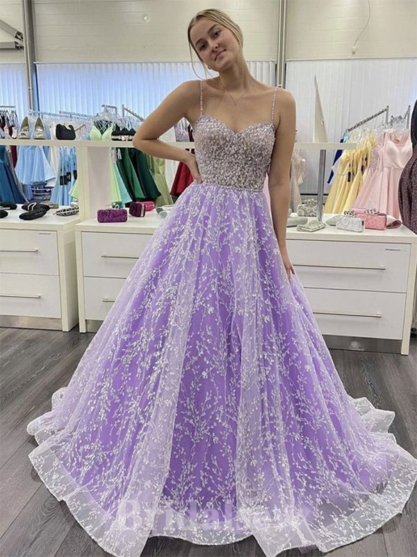 A-line Spaghetti Straps Modest Elegant Formal Best Long Party Evening Prom Dresses PD1323