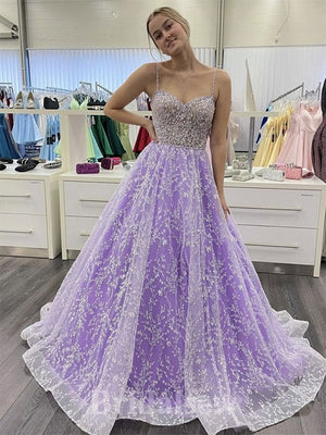 A-line Spaghetti Straps Modest Elegant Formal Best Long Party Evening Prom Dresses PD1323