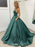 A-line Spaghetti Straps Satin Prom Gown, Long Party Evening Prom Dresses PD1335