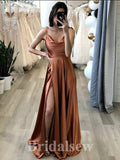 A-line Spaghetti Straps Simple Modest Elegant Long Evening Prom Dresses PD1206