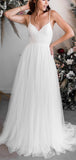 A-line Spaghetti Straps Tulle Dream Beach Long Wedding Dresses WD174