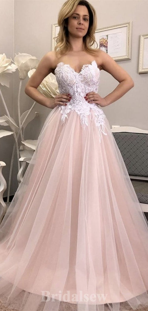 A-line Strapless Popular Tulle Hot Elegant Modest Long Party Evening Prom Dresses PD1316