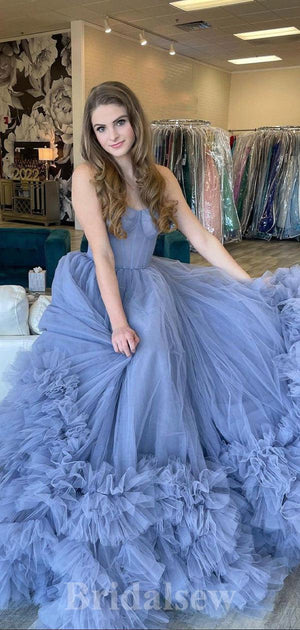 A-line Tulle New Gorgeous Princess Pretty Long Women Evening Prom Dresses PD729