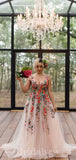 A-line Unique Design Applique Dream Beach Vintage Long Wedding Dresses WD362