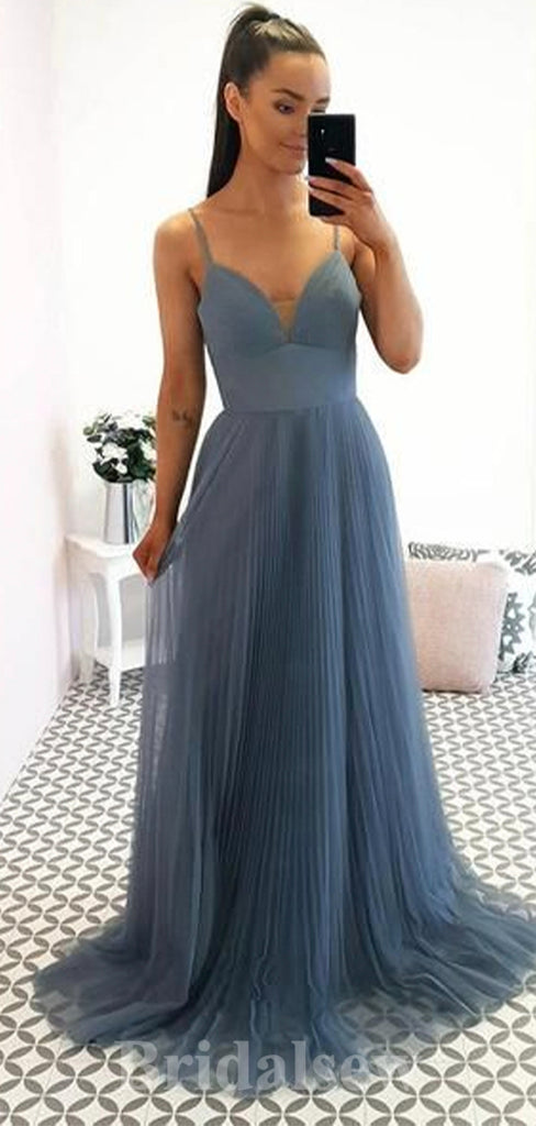 A-line Unique Spaghetti Straps New Modest Elegant Long Women Evening Prom Dresses PD810