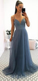 A-line Unique Spaghetti Straps New Modest Elegant Long Women Evening Prom Dresses PD810