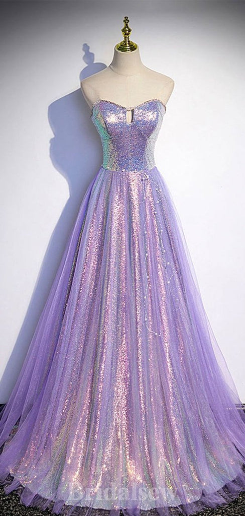 A-line Unique Stunning Strapless New Elegant Modest Long Party Evening Prom Dresses PD1306