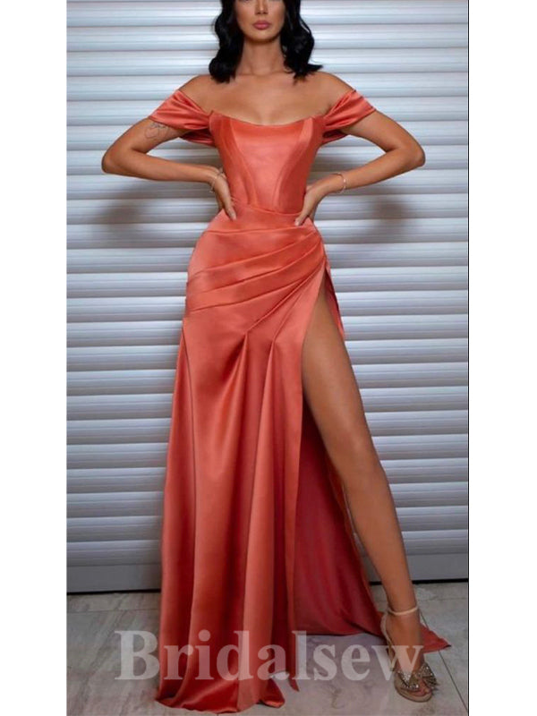 Affordable Off the Shoulder Slit Elegant Modest Mermaid Long Women Evening Party Prom Dresses PD718