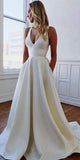 A line Simple Satin Beach Roman Wedding Dresses WD002