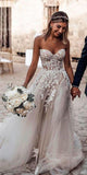 A line Sweatheart Lace Vintage Wedding Dresses WD003