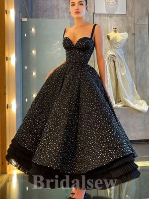 Black A-line Chic Princess Elegant Stylish Long Women Evening Prom Dresses PD748