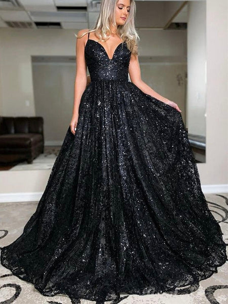 Black A-line Elegant Formal Black Girls Slay Evening Long Prom Dresses bridalsew Black A-line Elegant Formal Black Girls Slay Evening Long Prom Dresses bridalsew