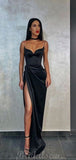 Black Mermaid Spaghetti Straps Cheap Long Evening Prom Dresses PD062