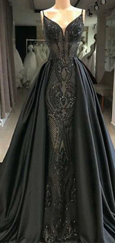 Black Modest Simple Elegant Gorgeous Evening Long Prom Dresses PD323