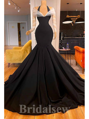 Black Unique Elegant Fashion Best Mermaid Long Women Evening Prom Dresses PD723