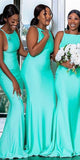 Blue Mermaid Sexy Elegant Long Bridesmaid Dresses BD029