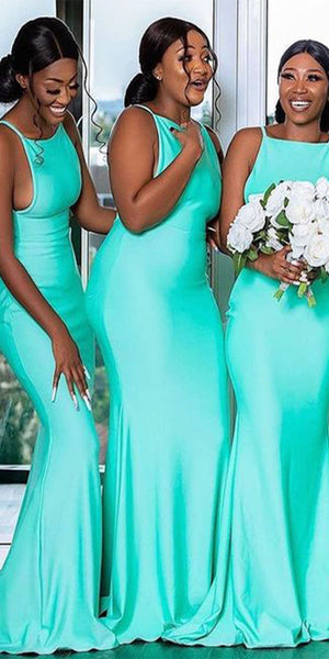 Blue Mermaid Sexy Elegant Long Bridesmaid Dresses BD029